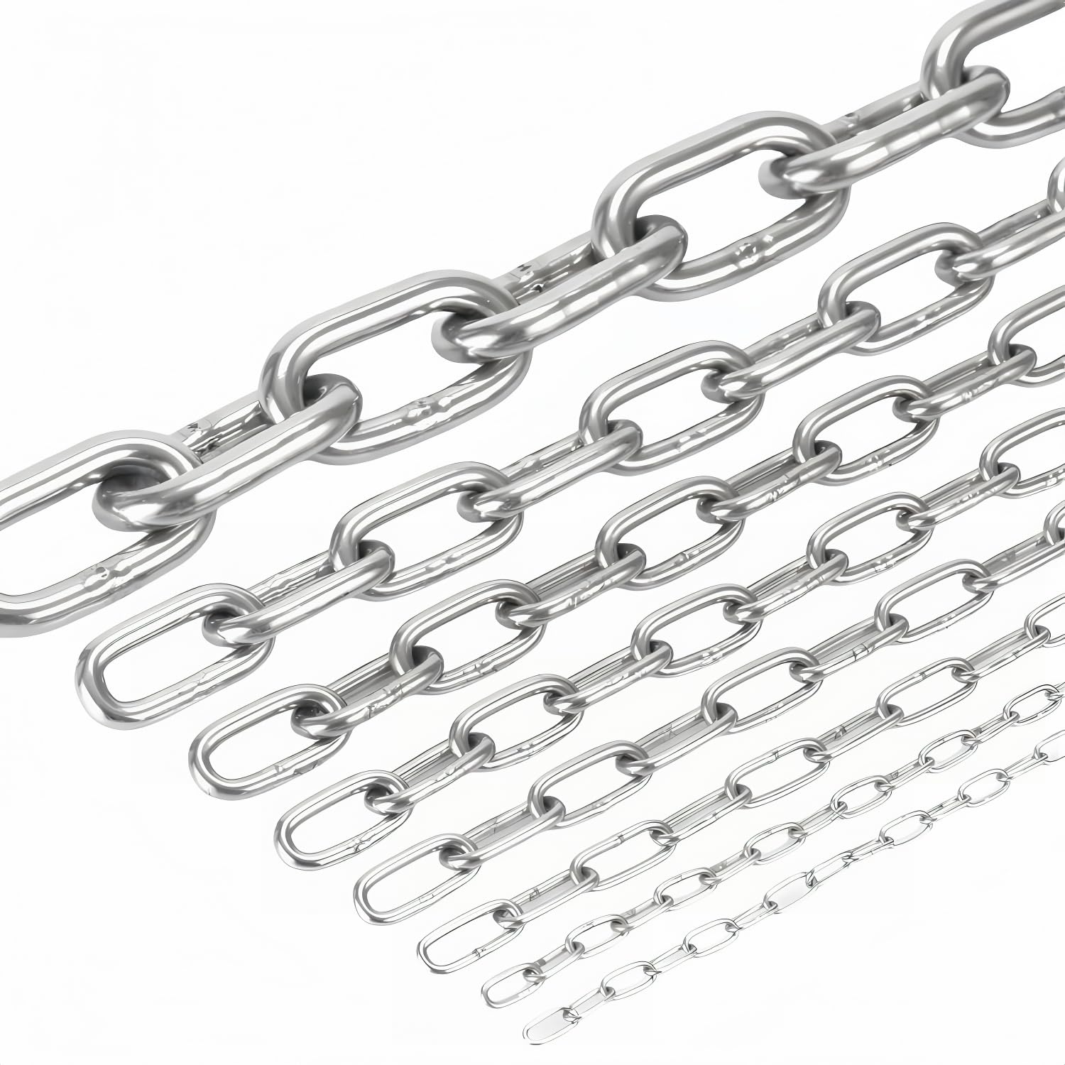 Ymeibe Metal Utility Chain, 304 Stainless Steel Safety Chains Clothesline Hardware Long Link Chain Rings Heavy Duty Coil Chain for Hanging Pulling