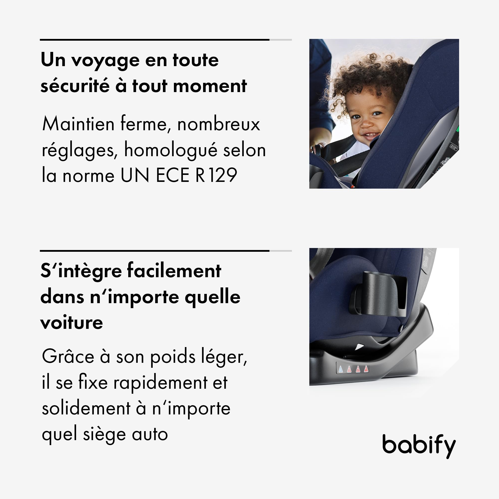 Babify Siege Auto Bebe pour Enfant de 40-150 cm, Siège Auto Bébé et Enfants 3 en 1, Sièges Auto Ergonomique, Réglable, Rehausseur Voiture Enfant, Siege Bebe de Voyage Confortable et Pratique, 5 Points