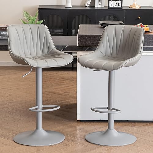 Kidol & Shellder Juego de 2 taburetes de bar tapizados modernos tapizados de piel sintética para isla de cocina