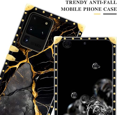 Miniatura 3 de DAIZAG Funda compatible con Samsung Galaxy S20 Ultra Black Gold Natural Marble Pattern Phone Case Golden Soft a prueba de golpes funda protectora