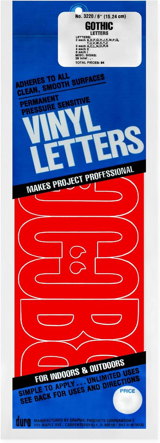 Duro 6-inch Gothic Vinyl Letters Set, Red