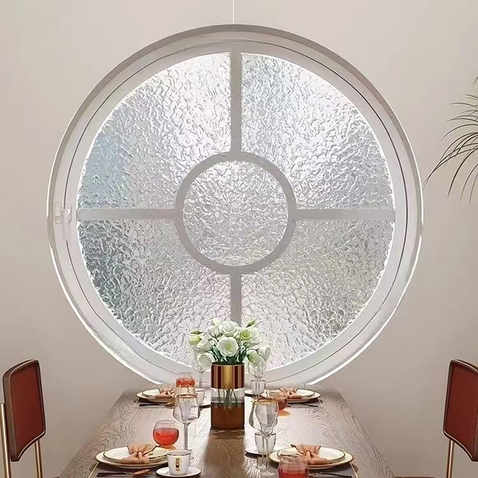 Round Rotating Glass Windows, Aluminum Alloy Round Rotating Porthole Window with Sun-Protection Film and Gloves, with Tempered Glass for Cake Shop(White+white,40cm/15.7in)