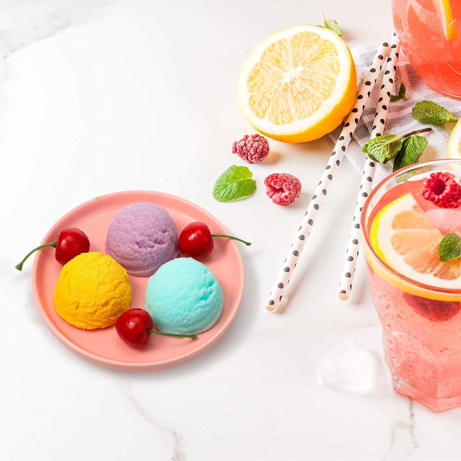 Silicone 3D Ice Cream Ball Shape Molds Cookie Pastry Mold Soap Candle Clay Mold Aromatherapy Plaster Mold, for Wedding Cake Chocolate Dessert Pudding Mousse Decor DIY Kitchen Baking (3 Pieces)