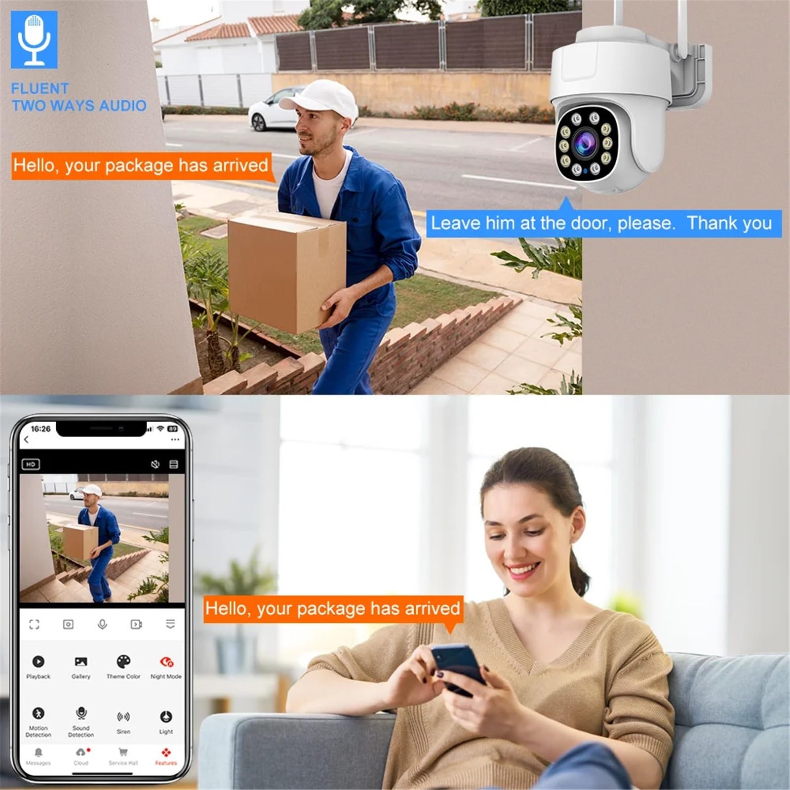 Kamera WiFi 5MP HD Domowa kamera PTZ IP Kolorowa nocna kamera Bezprzewodowa kamera monitorująca Automatyczne śledzenie domu Kamera bezpieczeństwa CCTV(5MP With 64G Card)