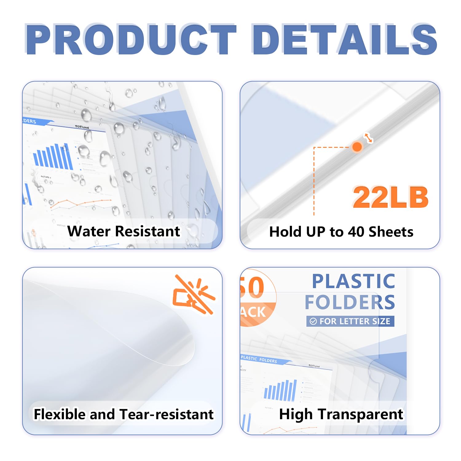 Snapklik.com : 50 Pack Clear Folder, Plastic L-Type Folders, Clear Copy ...