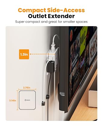 2 Pack 6 Outlet Flat Outlet Extender,Side Outlet,HONIZERWall Outlet Adapter