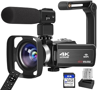 Video Camera 4K Camcorder 48MP Video Camera with Microphone 16× Digital Zoom YouTube Camera 3’’ Touch Screen and Remote Control