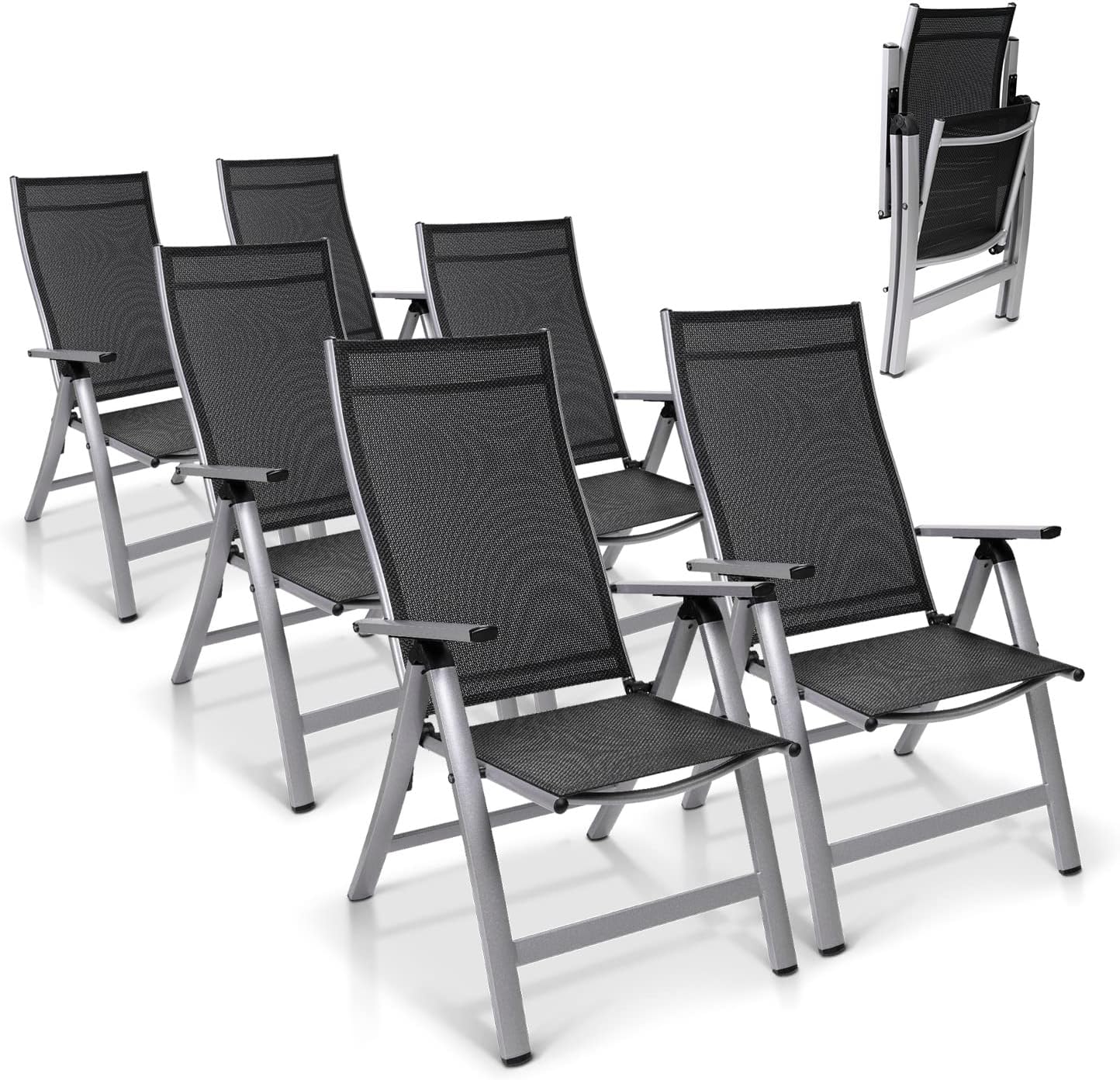 Homeoutfit24 London Gartenstühle 6er Set, Made in Europe, Balkonstuhl