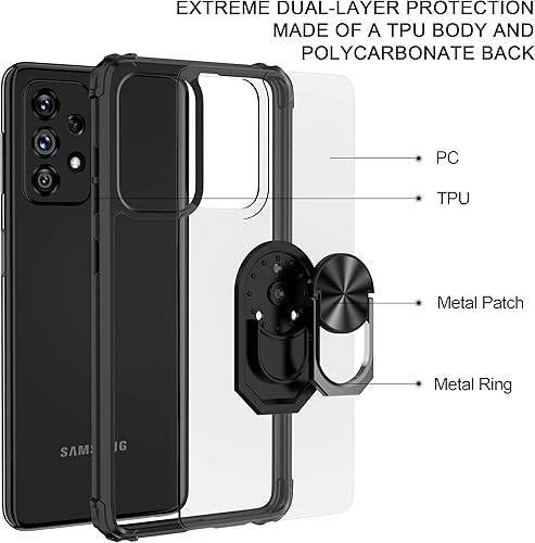 Miniatura 2 de Niopiee Funda para Samsung Galaxy A53 5G, delgada, transparente, a prueba de golpes, con soporte de cristal templado, protector de pantalla de