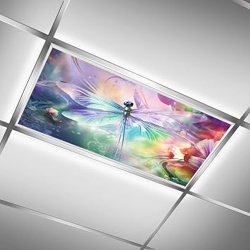 Fluorescent Light Covers for Office Classroom Home Decor LED Ceiling Light Filter Eliminate Harsh Glare and Headaches Light Diffusers Dragonfly, 1 Pack, DXT23XL0311XK1164