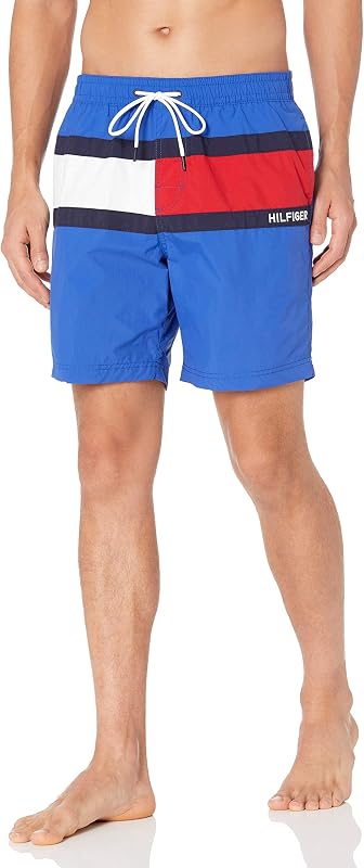 Tommy Hilfiger Mens 7” Flag Swim Trunks with Quick Dry