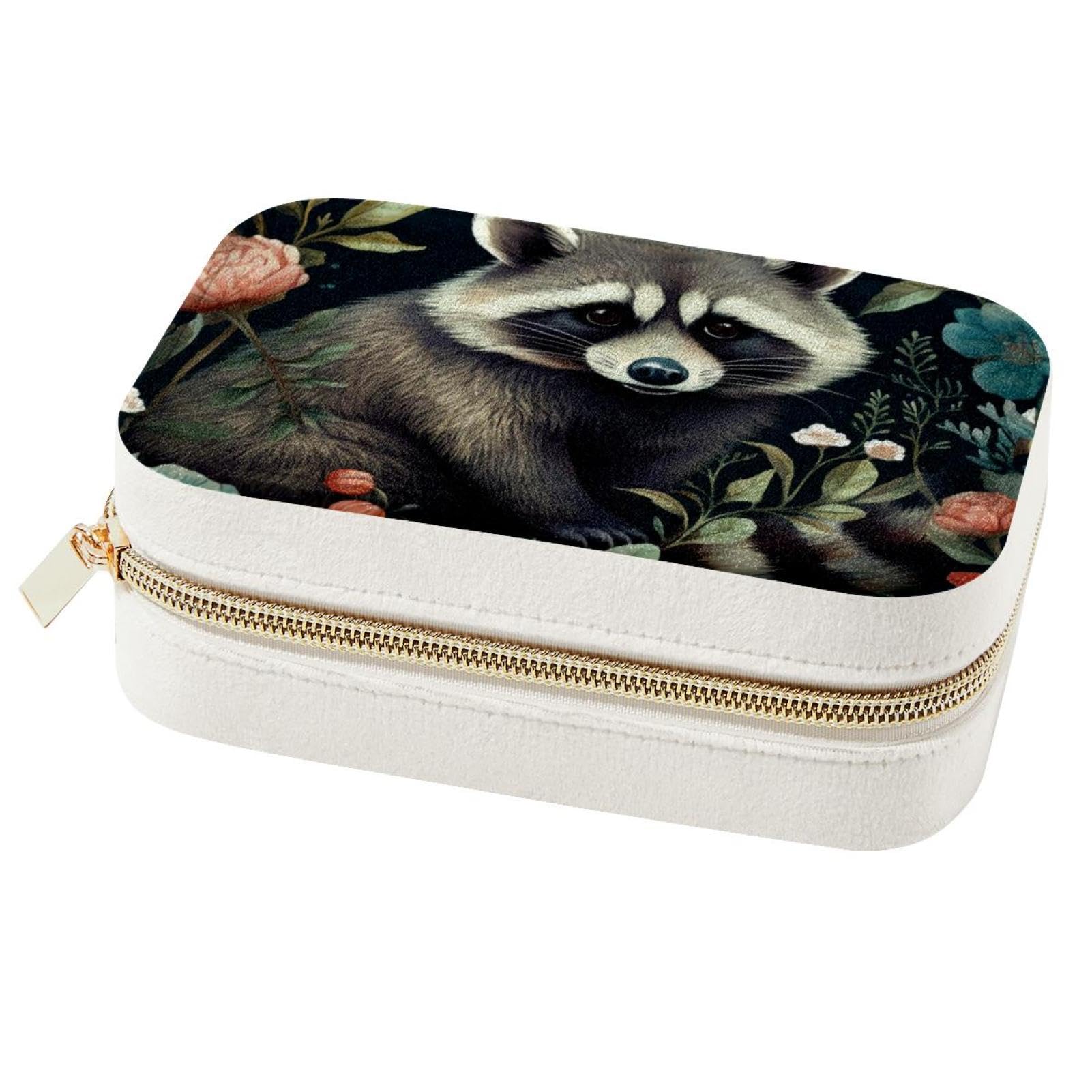Boîte à bijoux raton laveur et organiseur de voyage double couche