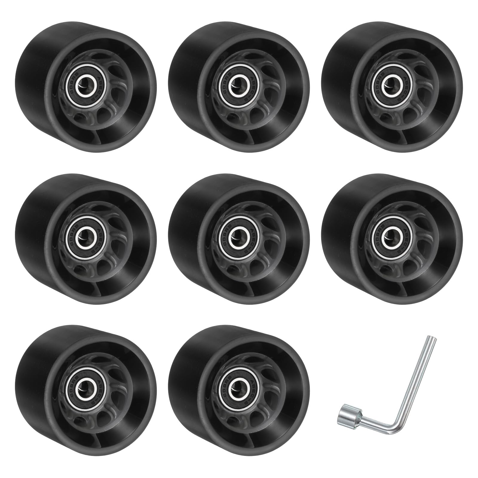 YELARXI 8Pack Quad Roller Skate Wheels with Bearings, 58mmx39mm, Black Gray