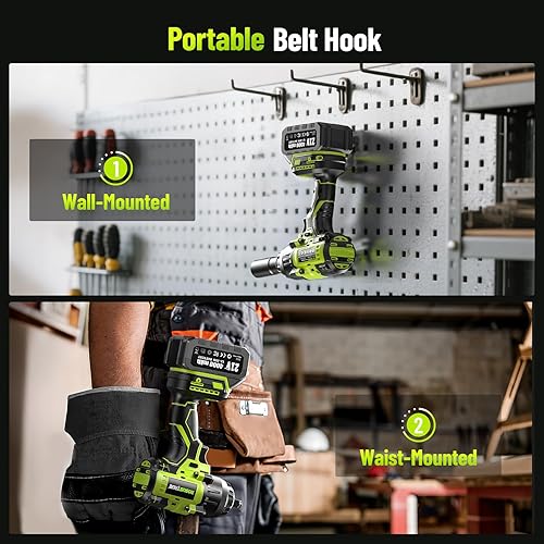 Miniatura 9 de Llave de impacto inalámbrica de 1400 N.m (1032 pies-libras), pistola de impacto sin escobillas de 12 de alto par, potencia de 2400 RPM, 2 baterías