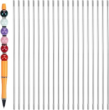 20Pcs Pen Extenders for Beadable Pens, 4.6 Inch Stainless Steel DIY Beaded Pens Extender Rods, Replacement Beadpen Bar Extender Parts for Repair Craft Making Office Supplies Gifts