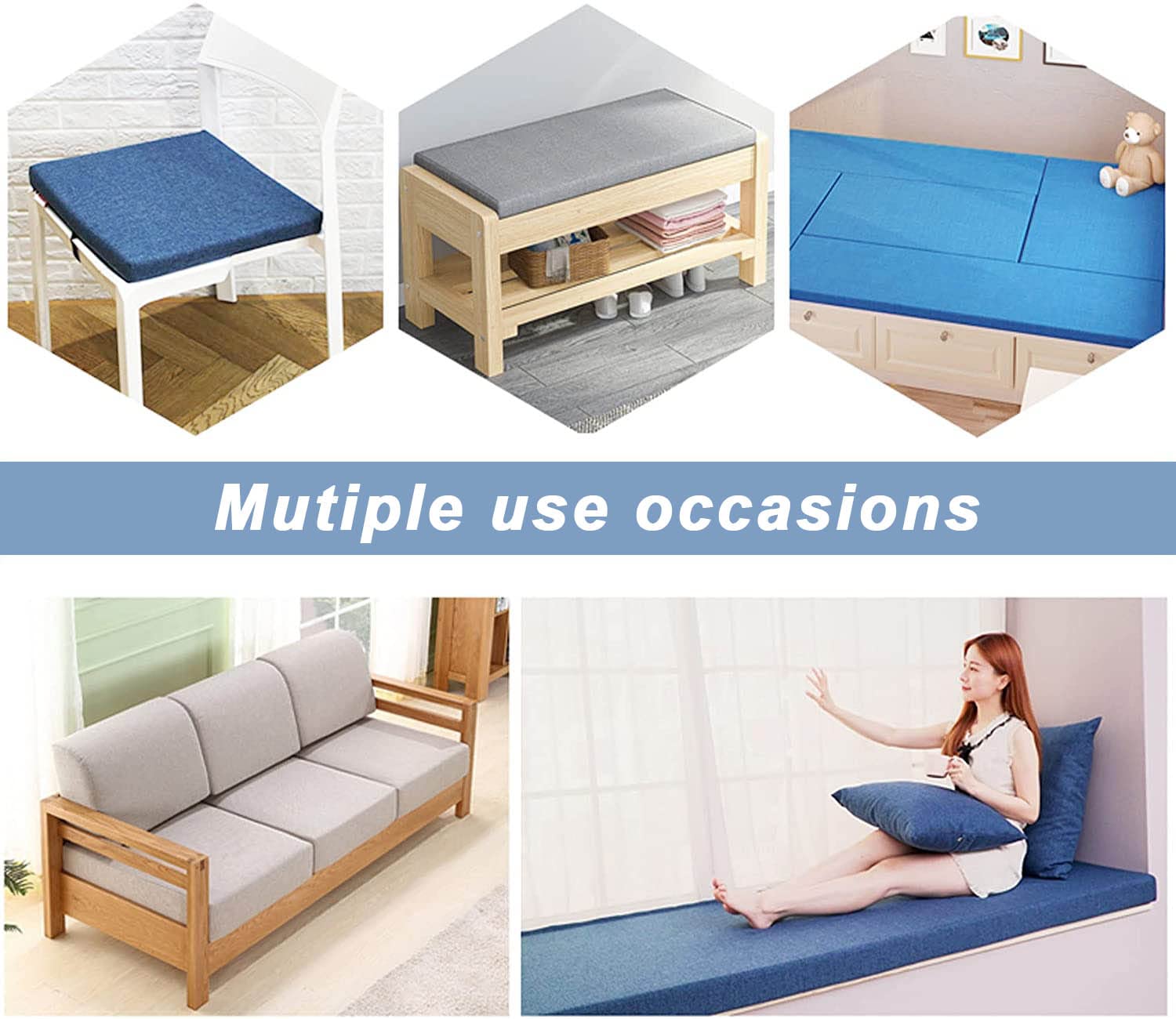 Coussin De Banc Avec Coussins 50 X 150 Cm Pour Mobilier De Terrasse 3 Places, 40 X 40 Cm, Jaune