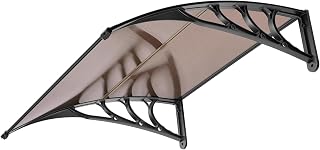 VIVOHOME Vordach für Haustür Fenster Markise 100×100cm Polycarbonat gespleißte Überdachung braun Pultbogenvordach mit schwarzer Halterung für Sonnenschutz und Regenschutz