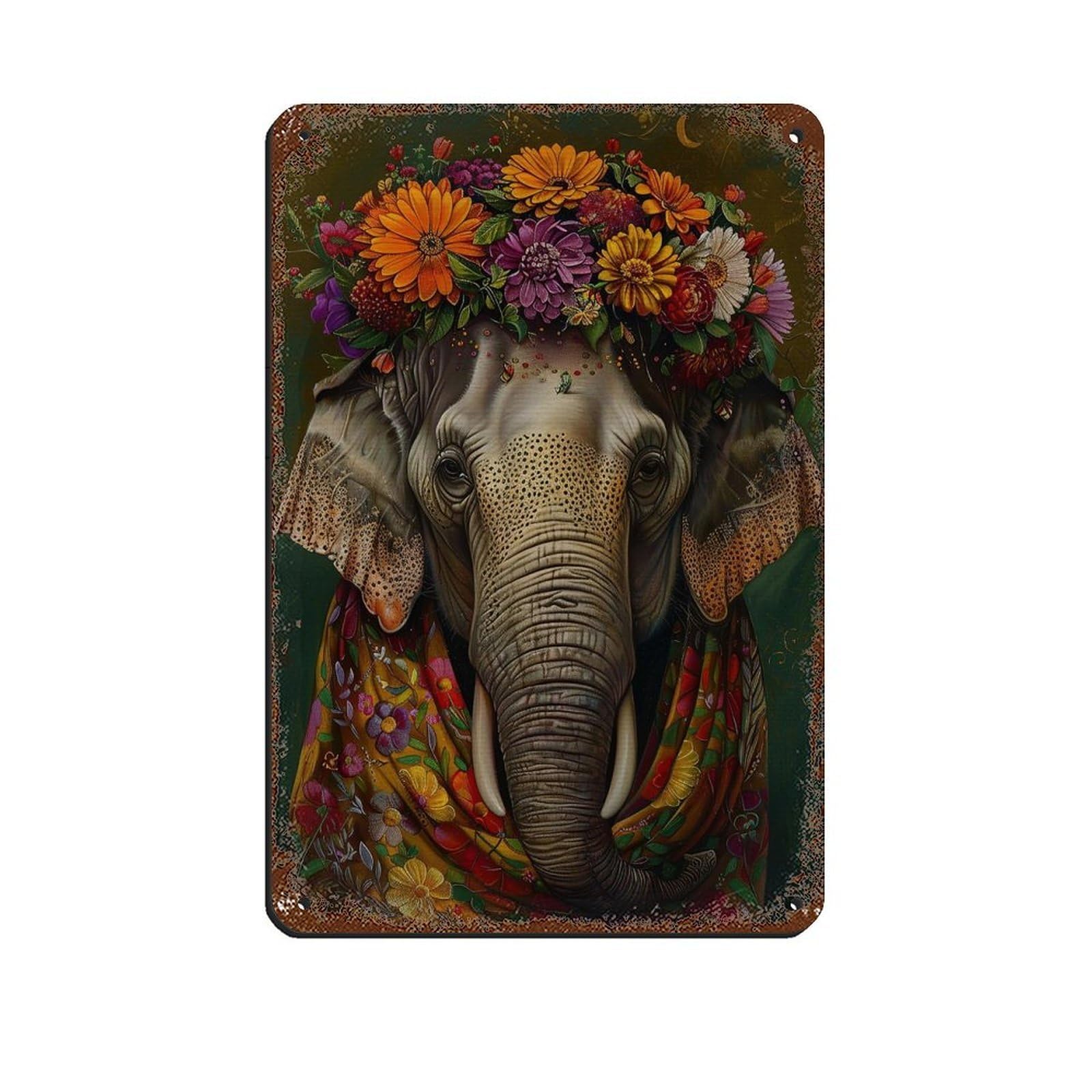 Matisse Floral Elephant Poster Tin Sign Vintage Metal Pub Club Cafe Bar Home Wall Art Decoration Poster Retro 8x12inch(20x30cm)