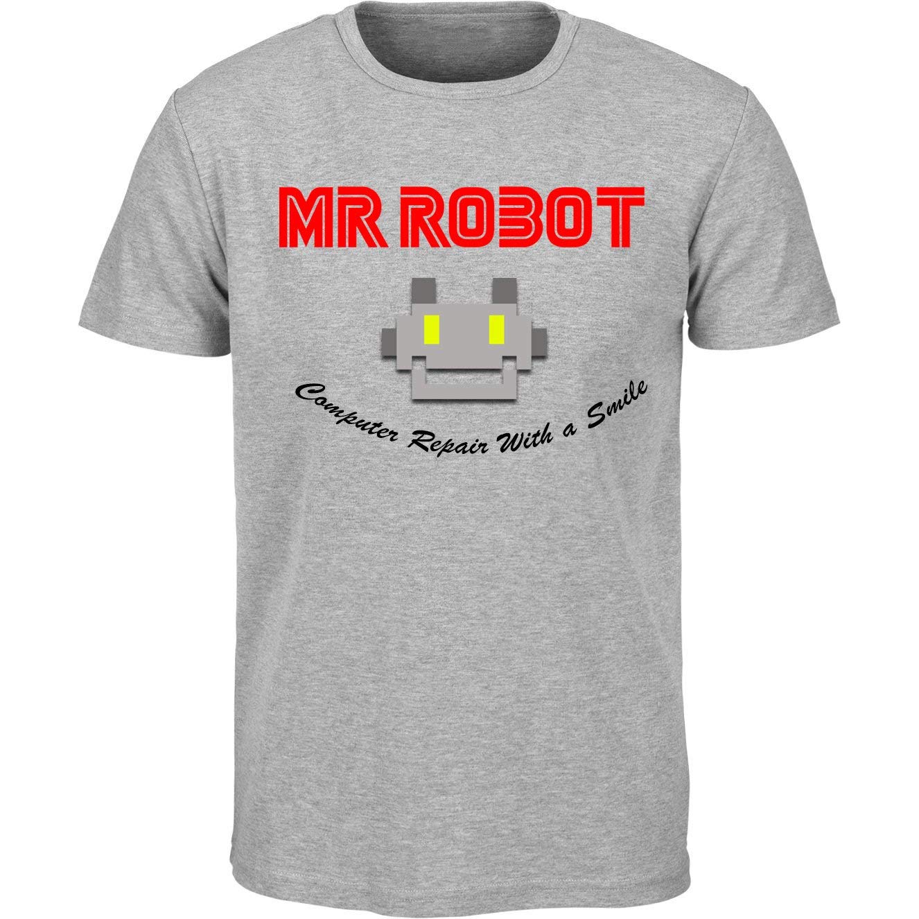 Dpx-1 Men's Grey Mr Robot Computer Repairs Logo T Shirt Tv Series Steel Mountain Eliot Fsociety Evil Corp E (2Xl)