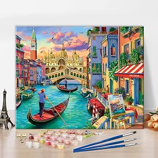 TISHIRON Paint by Numbers for Adults Children Sights of Venice Paint by Numbers Kits Kids Paint by Numbers DIY Painting by Numbers Acrylic Painting Home Decor, 16"x20", Frameless