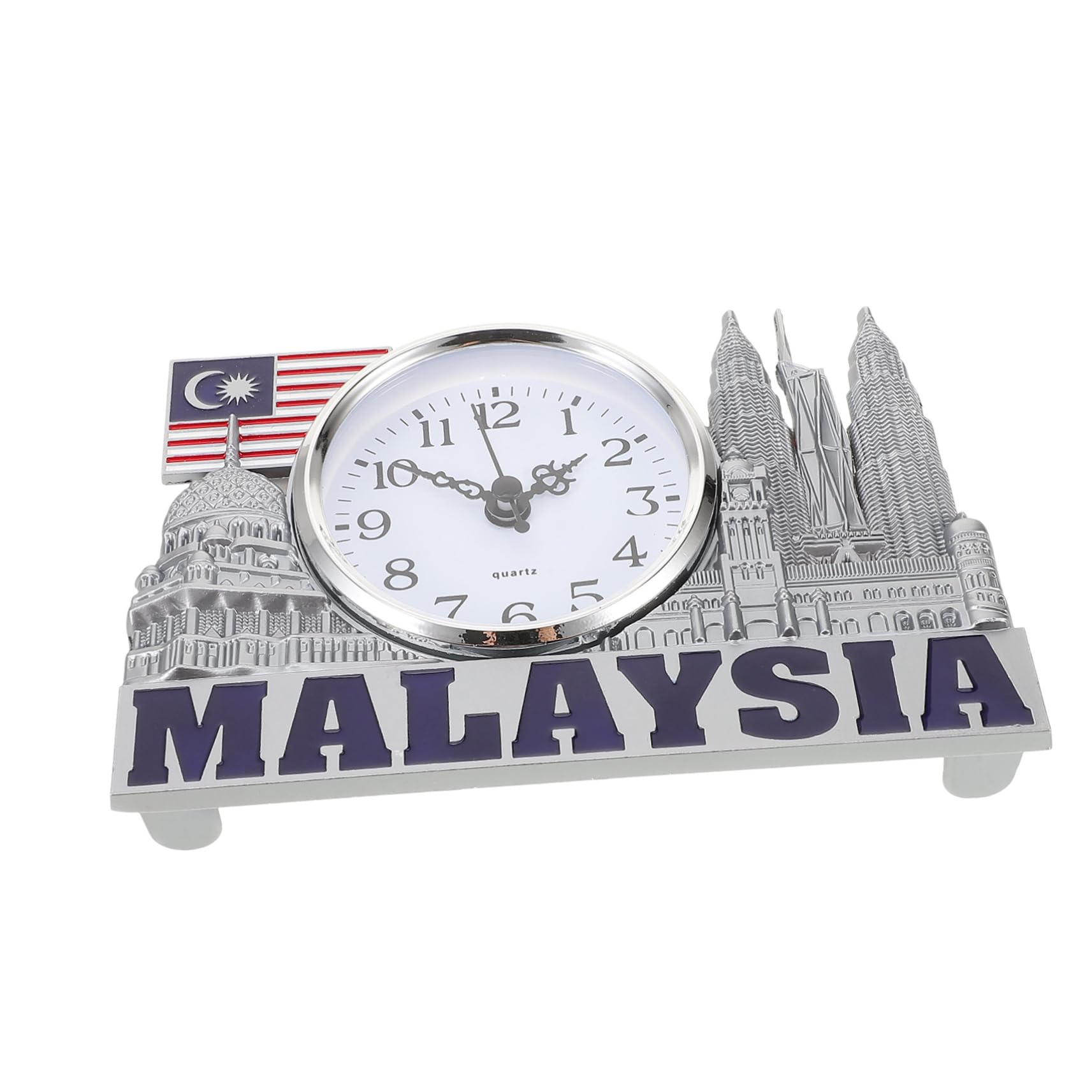 Reloj de escritorio PRETYZOOM vintage plateado de aleación con diseño de torre a pilas