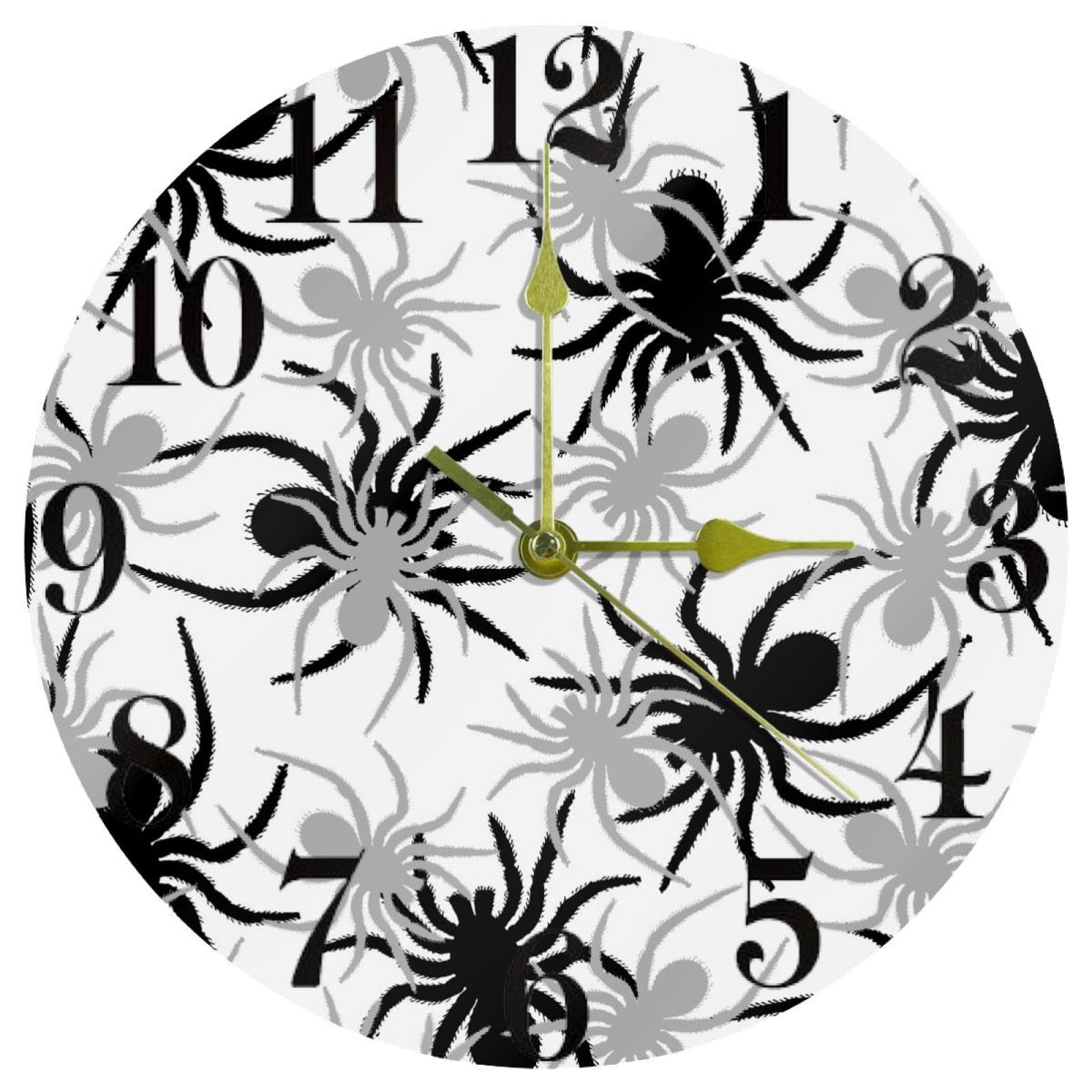 Horloge murale araignée ronde silencieuse à piles pour maison
