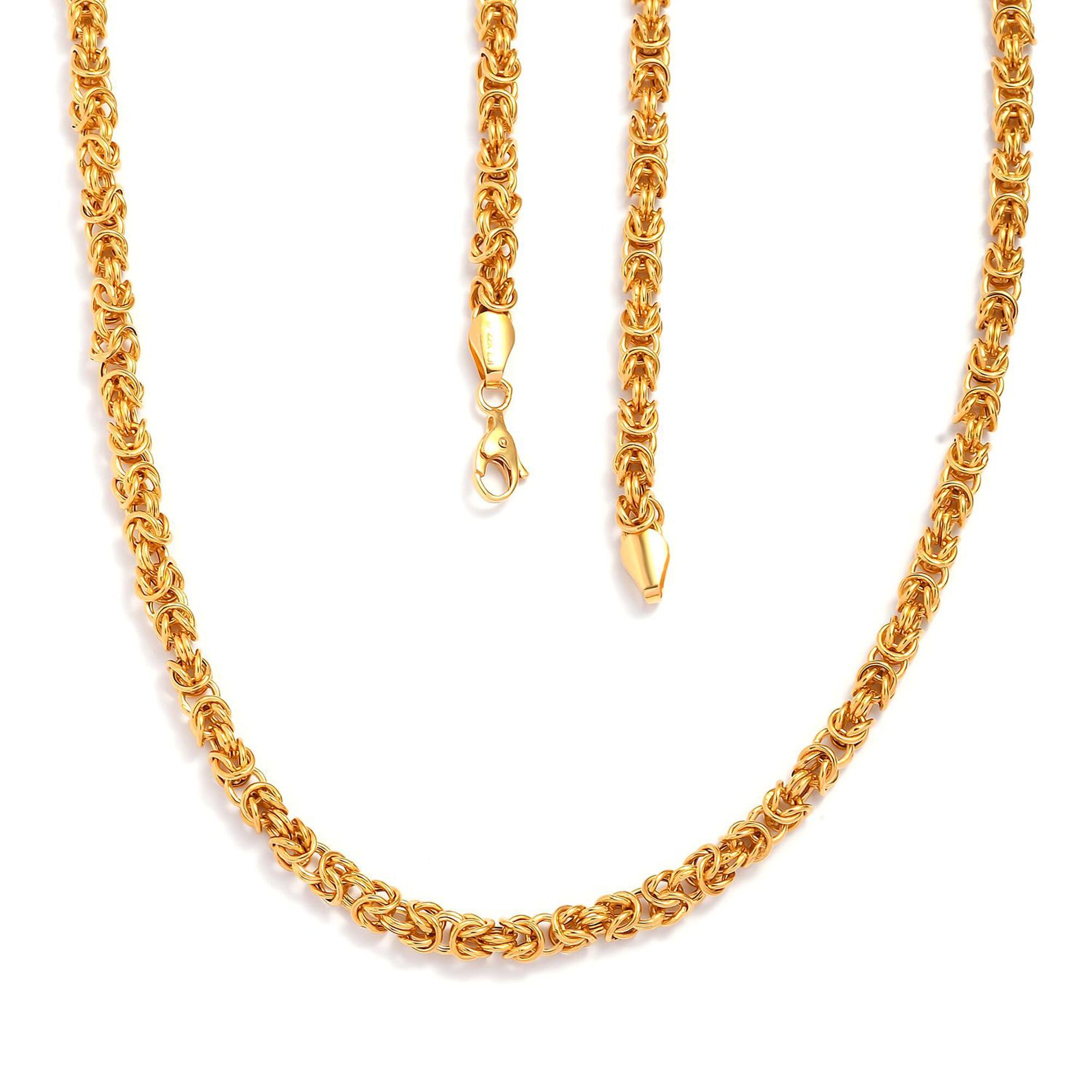 TJC22ct Yellow Gold High Finish Byzantine Chain for Unisex Size 20 Inches Solid Plain with Fancy Clasp Metal Wt. 13.4 Grams