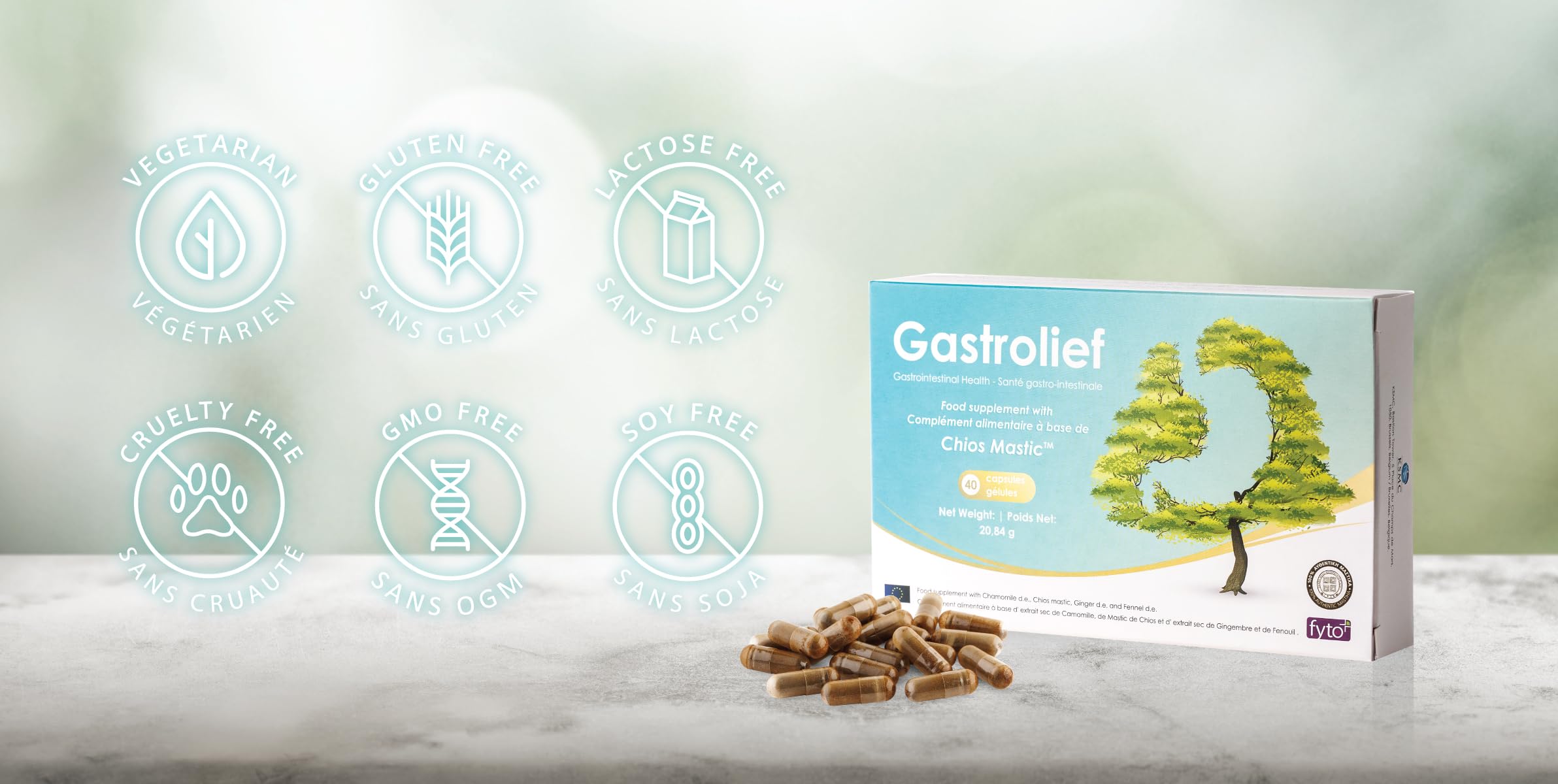 Gastrolief – Confort Digestif Quotidien | Mastic de Chios Pur, Camomille, Gingembre & Fenouil | Sans Gluten, Sans Lactose, Vegan | 30 Gélules | – Clean Label