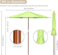 Vista 6 de Yescom Paraguas de madera para patio al aire libre, mercado, jardín, patio, playa, terraza, cafetería, sombrilla