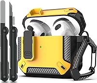 Vista 38 de RFUNGUANGO Funda para AirPod de 2ª generación con kit de limpieza, armadura protectora de carcasa dura militar con bloqueo para funda de carga