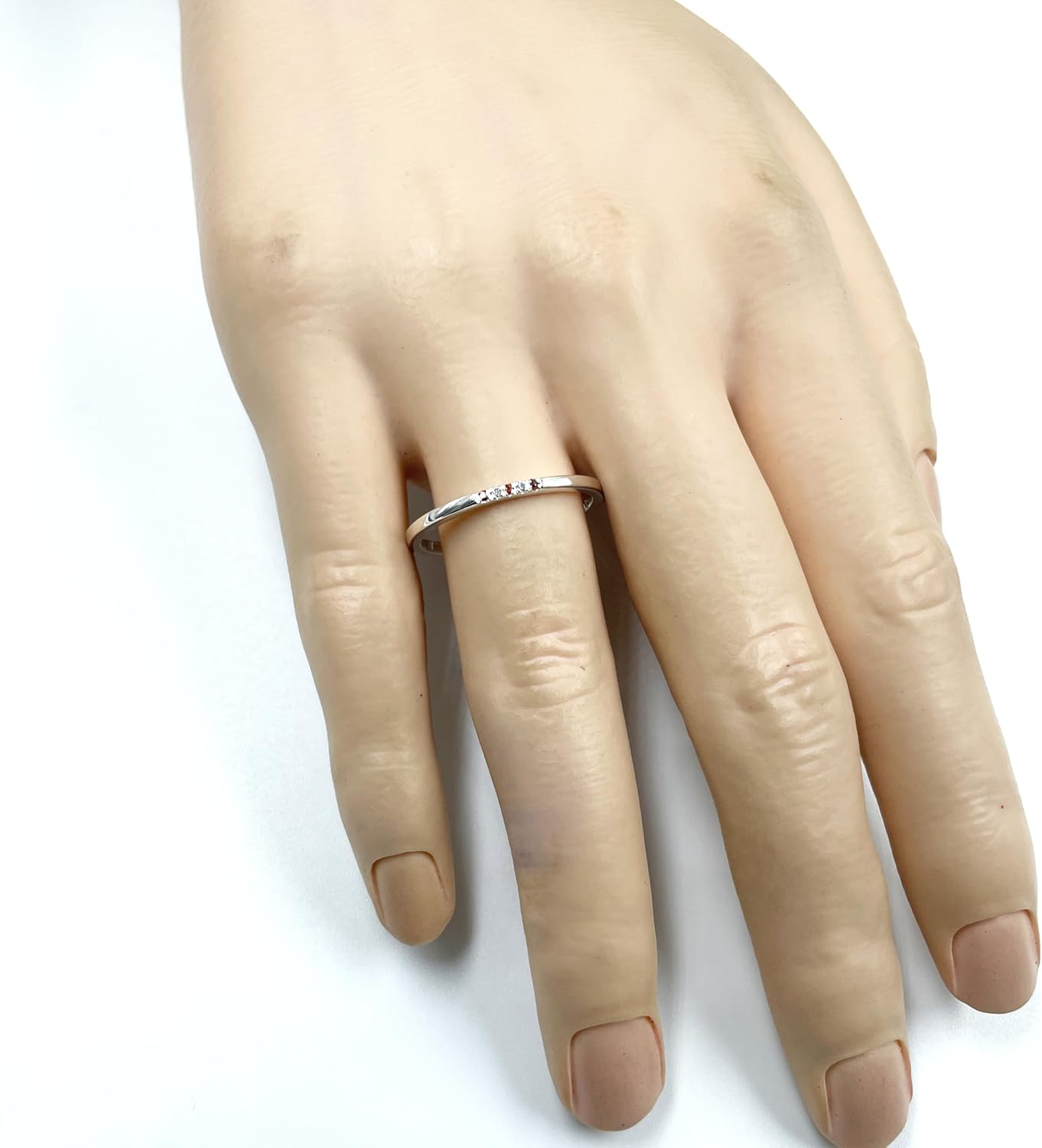 Alternate Garnet & White Diamond Five Stone Wedding Band For Women, 14k Gold Finish Garnet Anniversary Anniversary Band, Ladies Diamond Ring