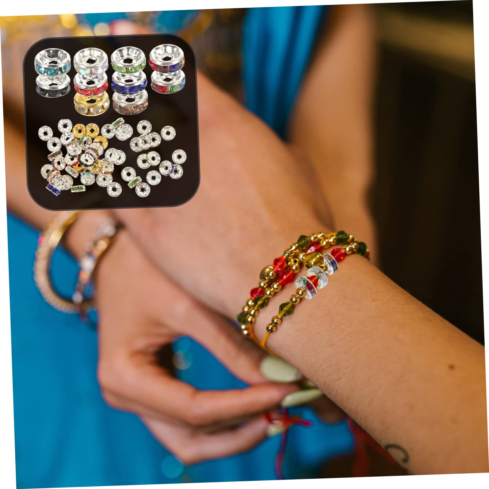 TEHAUX 900stücke Spacer Perlen Rundperlen Mit Strass Für Armbänder Bastelperlen Mischfarben Für Schmuckherstellung Und Kreative Bastelprojekte