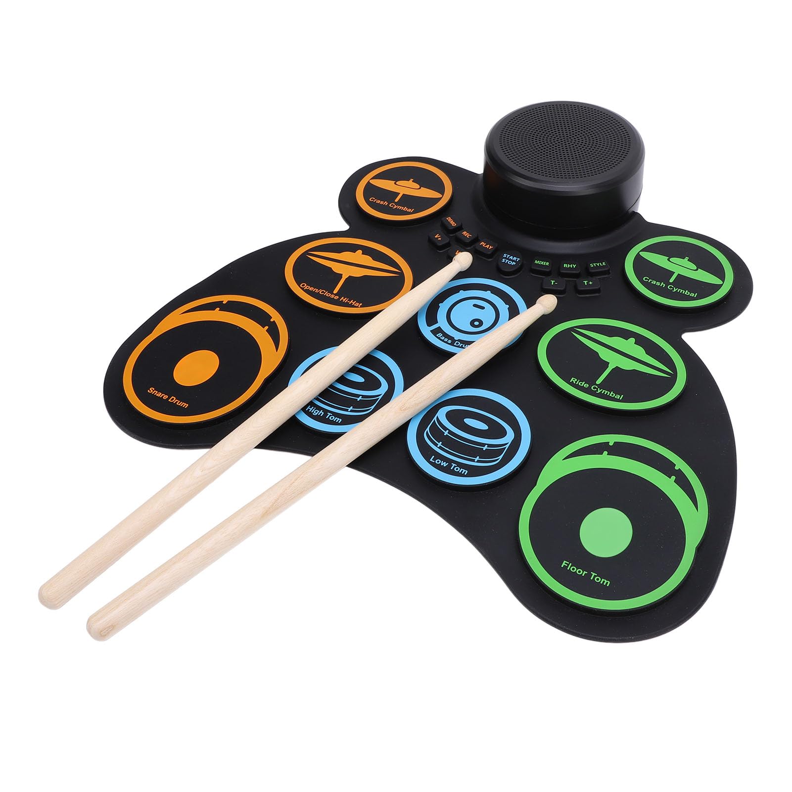 Alomejor Kit di Batteria Elettronica a 9 Pad Pad di Batteria Professionale Avvolgibile con Altoparlanti Integrati per gli Amanti della Musica per Bambini