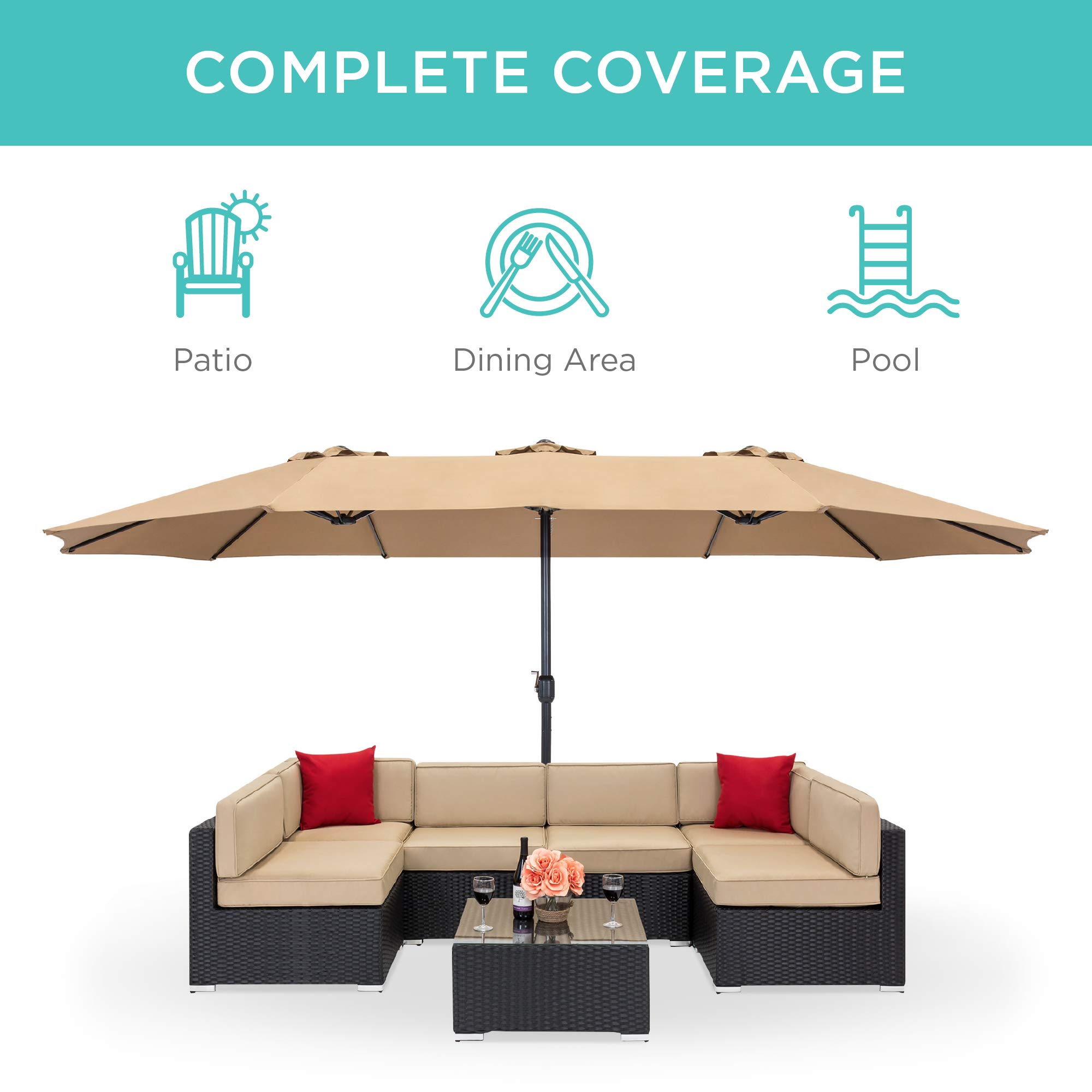best choice products 15 double-sided patio umbrella with crank Amazon.com : Best Choice Products 15x9ft Large Double-Sided Rectangular  Outdoor Aluminum Twin Patio Market Umbrella w/ Crank and Wind Vents