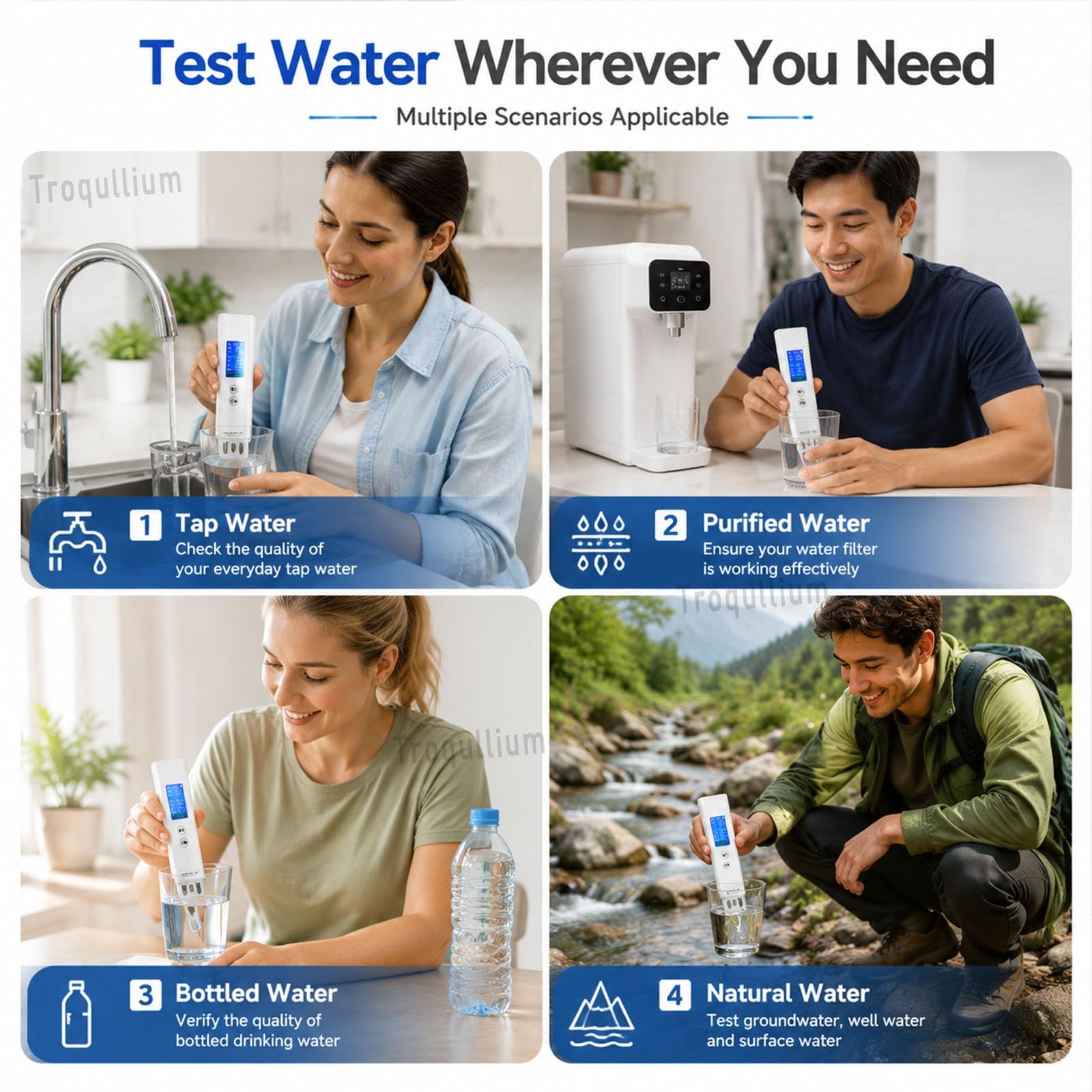 Probador electrónico del agua, teste de la calidad del agua del hogar | Con reconocimiento de 9 parámetros y conectividad de aplicaciones, for hidroponía, acuarios y agua industrial del grifo.
