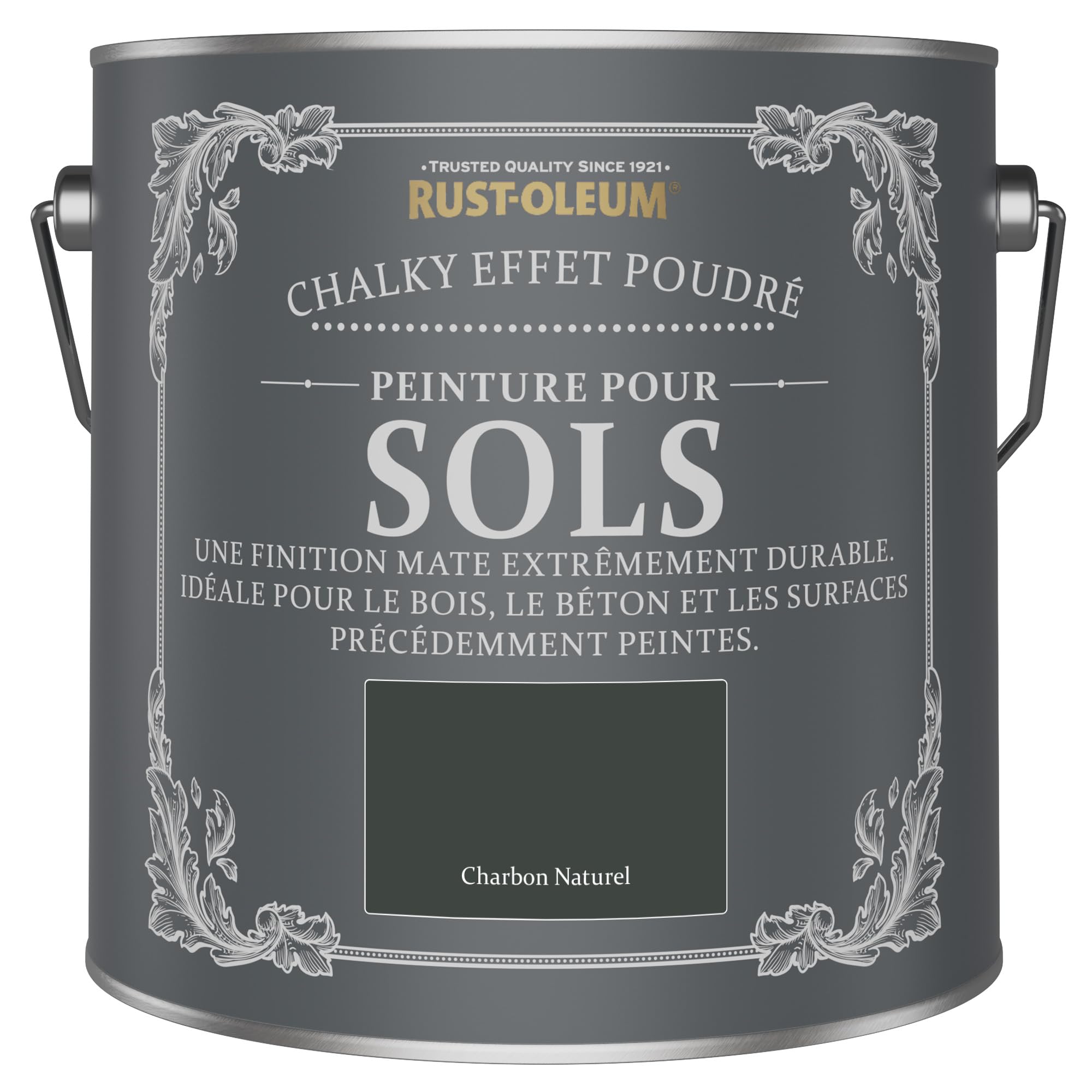 Rust-Oleum Peinture Noire Résistante aux rayures pour Sols, Finition Mate - Charbon Naturel 2.5L