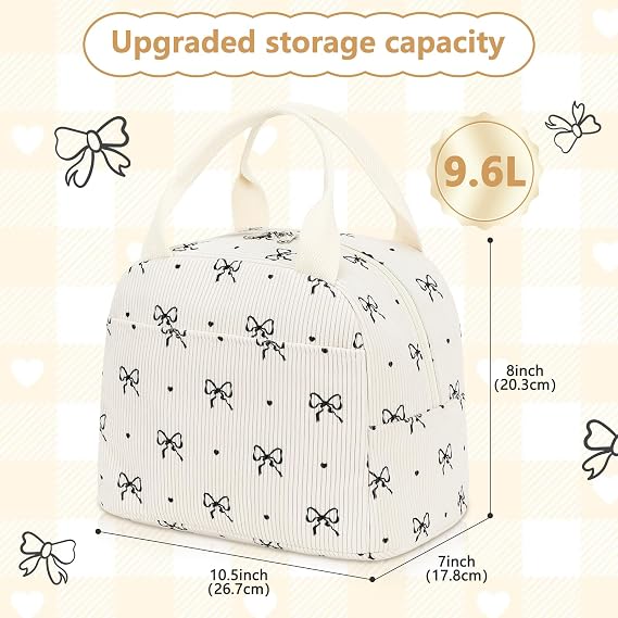 EurCross Chic Butterfly Bow Insulated Lunch Bag for Women Girls