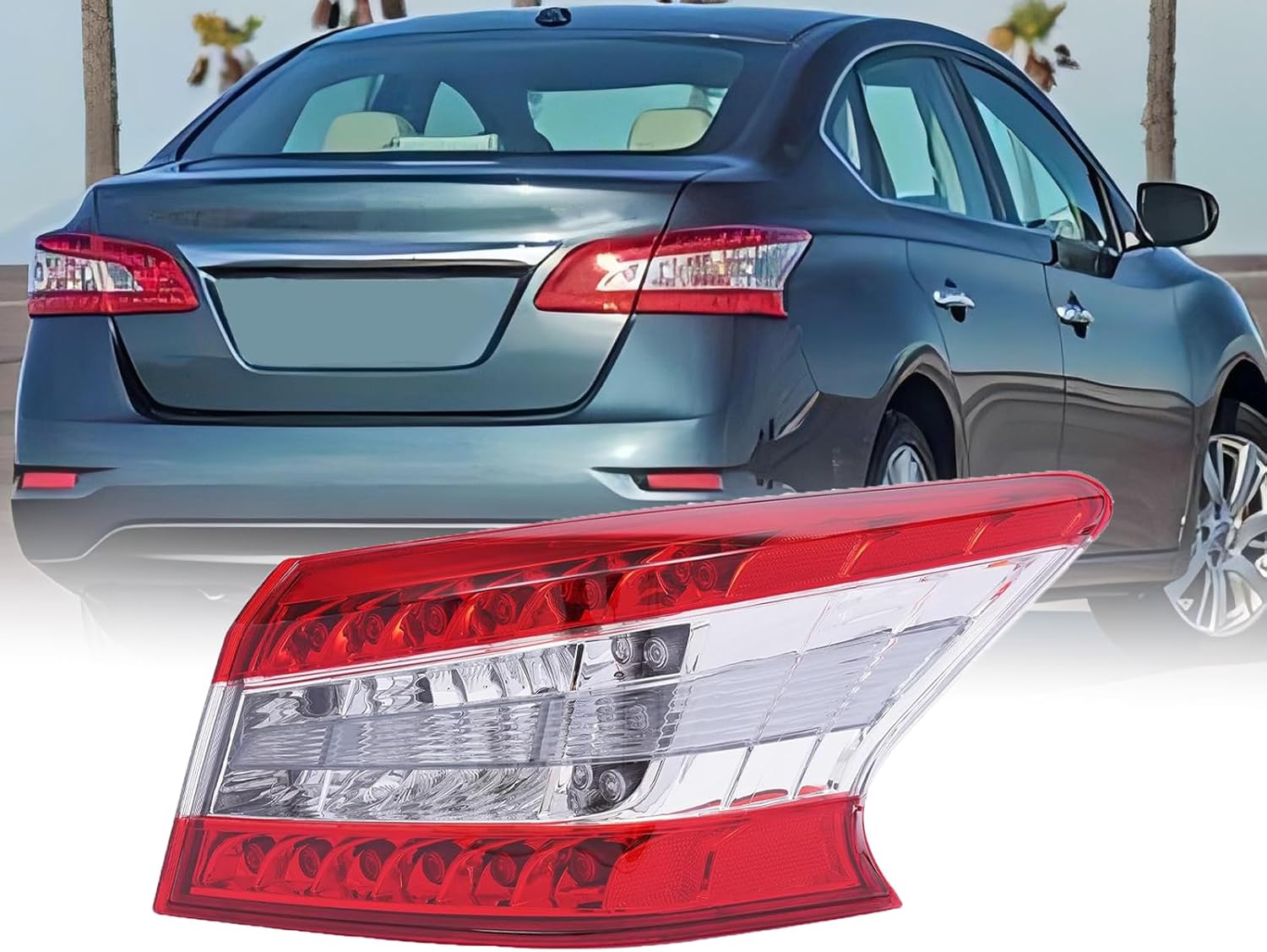 LED Tail Lights Tail-lamp Outer Brake Lamps for 2013 2014 2015 Nissan Sentra # Replace 265553SG0A, 265503SG0A (Right Passenger Side)