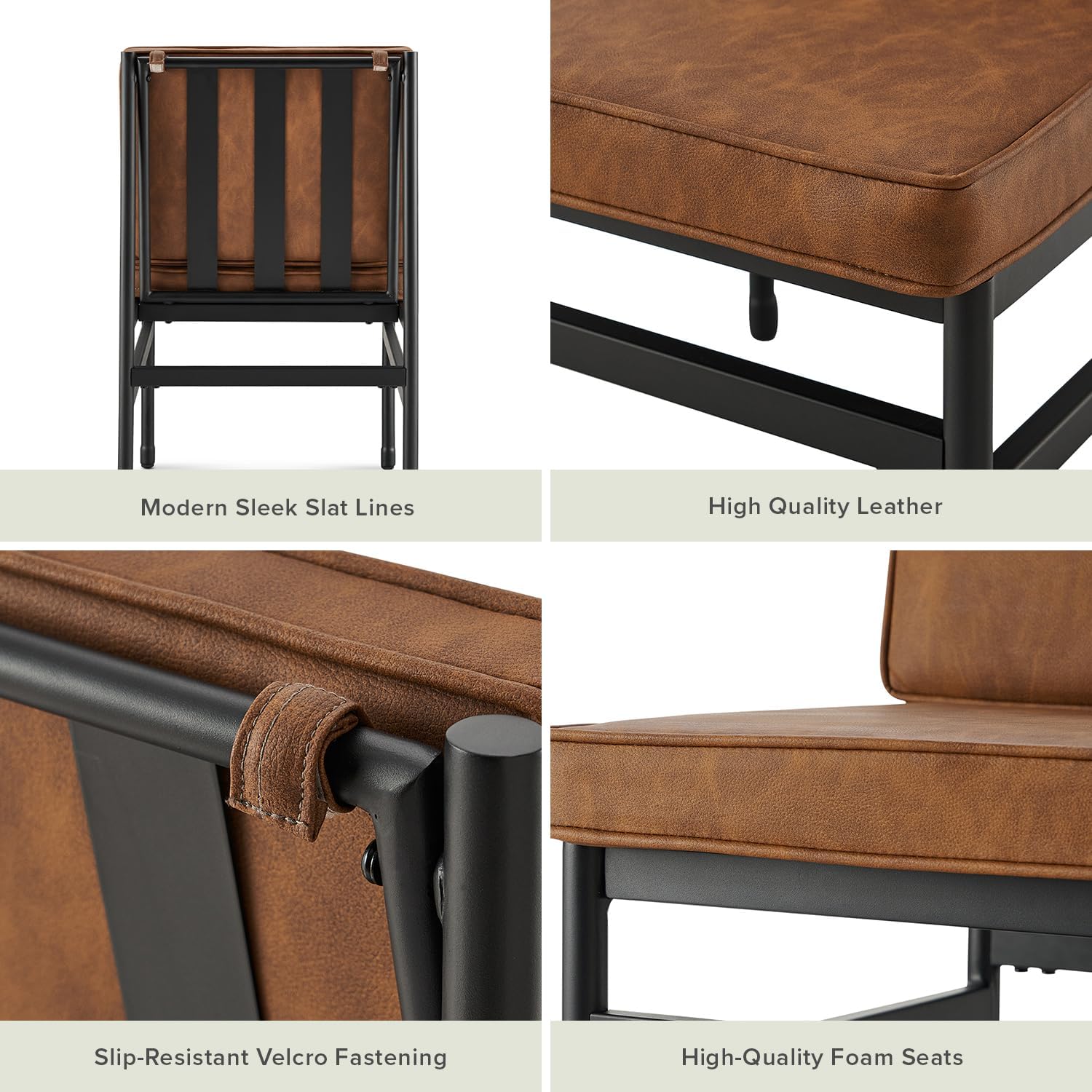 mopio Odelia Counter Stools, Kitchen Counter Height Stool Chair with Backrest, Footrest, Sturdy BIFMA-Certified Rust-Free Metal Frame, Removable Cushion Covers (Pecan Brown Faux Leather, Set of 2)