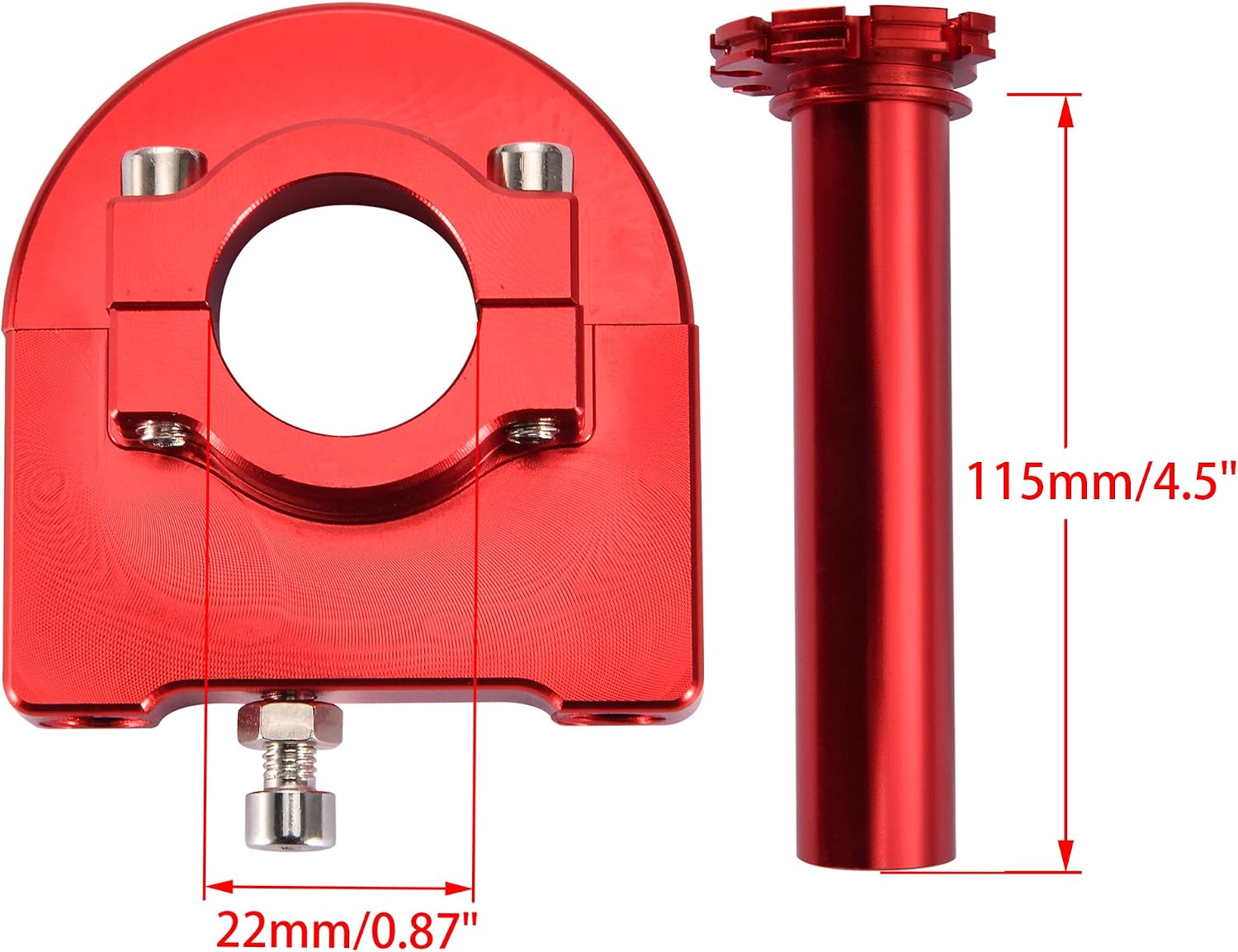 WOOSTAR 7/8" 22mm Twist Throttle Grip with Handlebar Clamp Replacement for 50cc 70cc 90cc 110cc 125cc Sport Motocross Dirt Pit Bike Scooter Red