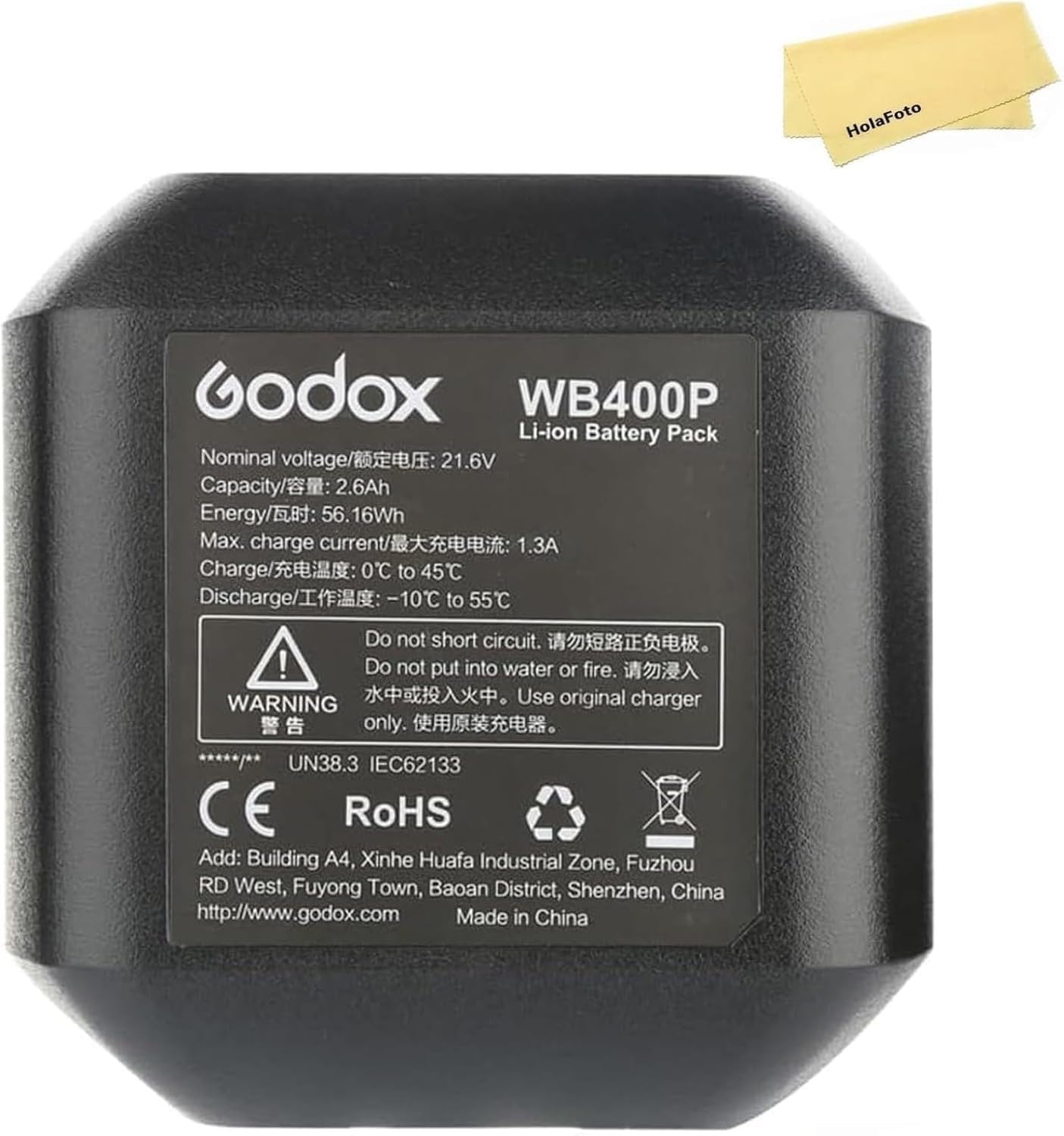 GODOX WB400P Batería de Repuesto,390 Full Power,Batería de Iones de Litio de 2600mAh 21,6V Compatible con AD400 Pro AD400Pro AD400Pro II AD400ProII Flash Estroboscópico Flash Exterior Todo en uno