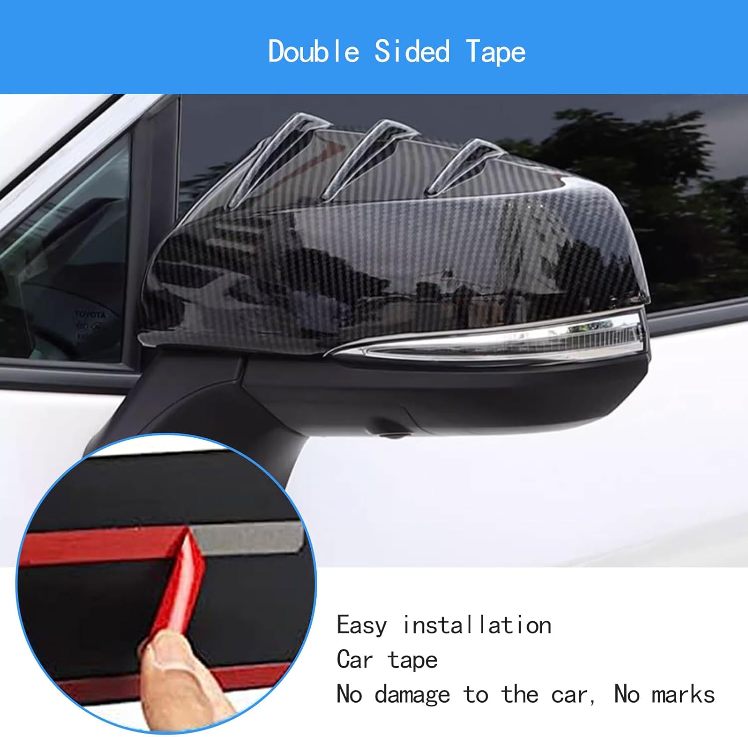 Car Accessories Compatible With Toyota RAV4 2025 2024 2023 2022 2021 2020 2019 Exterior Rear View Mirror Cap Cover Trim ABS 2PCS(Carbon Fiber Style)