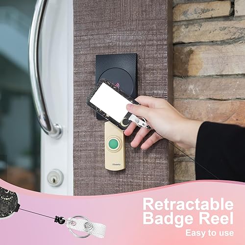 Miniatura 5 de Paquete de 3 portatarjetas resistentes con carrete retráctil, etiqueta de identificación con nombre de trabajador, clip de mosquetón, protector de