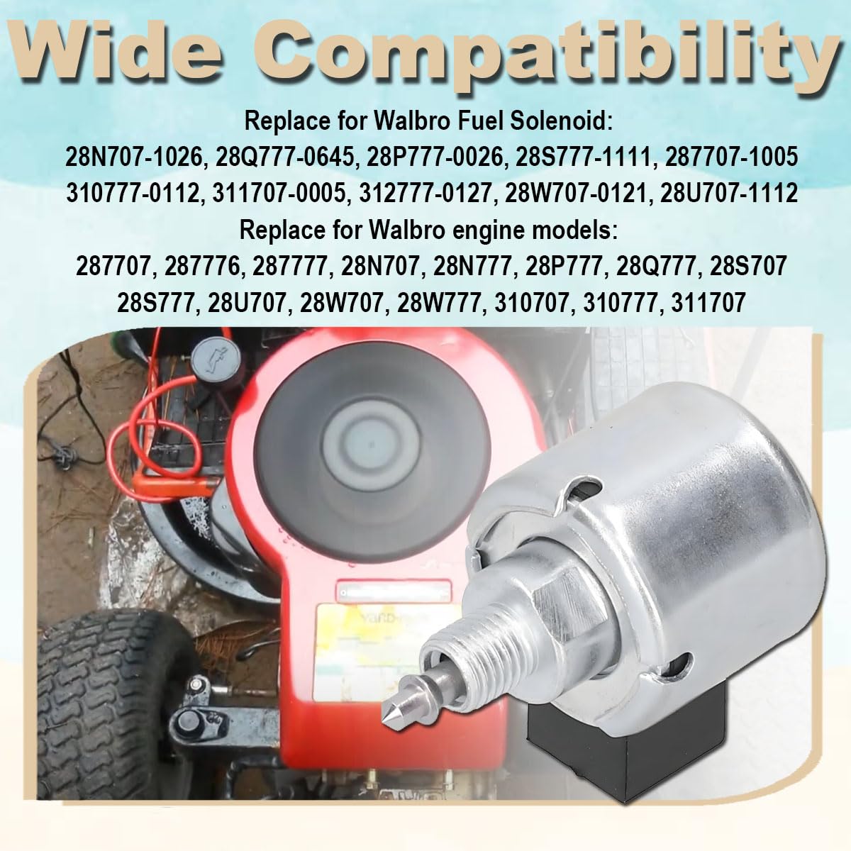 692734 Solénoïde arrêt carburant 497672 495739 pour Husqvarna | 495739 Modèles pour Husqvarna pour Craftsman, faisceau de câbles inclus pour tracteurs de pelouse et tondeuses