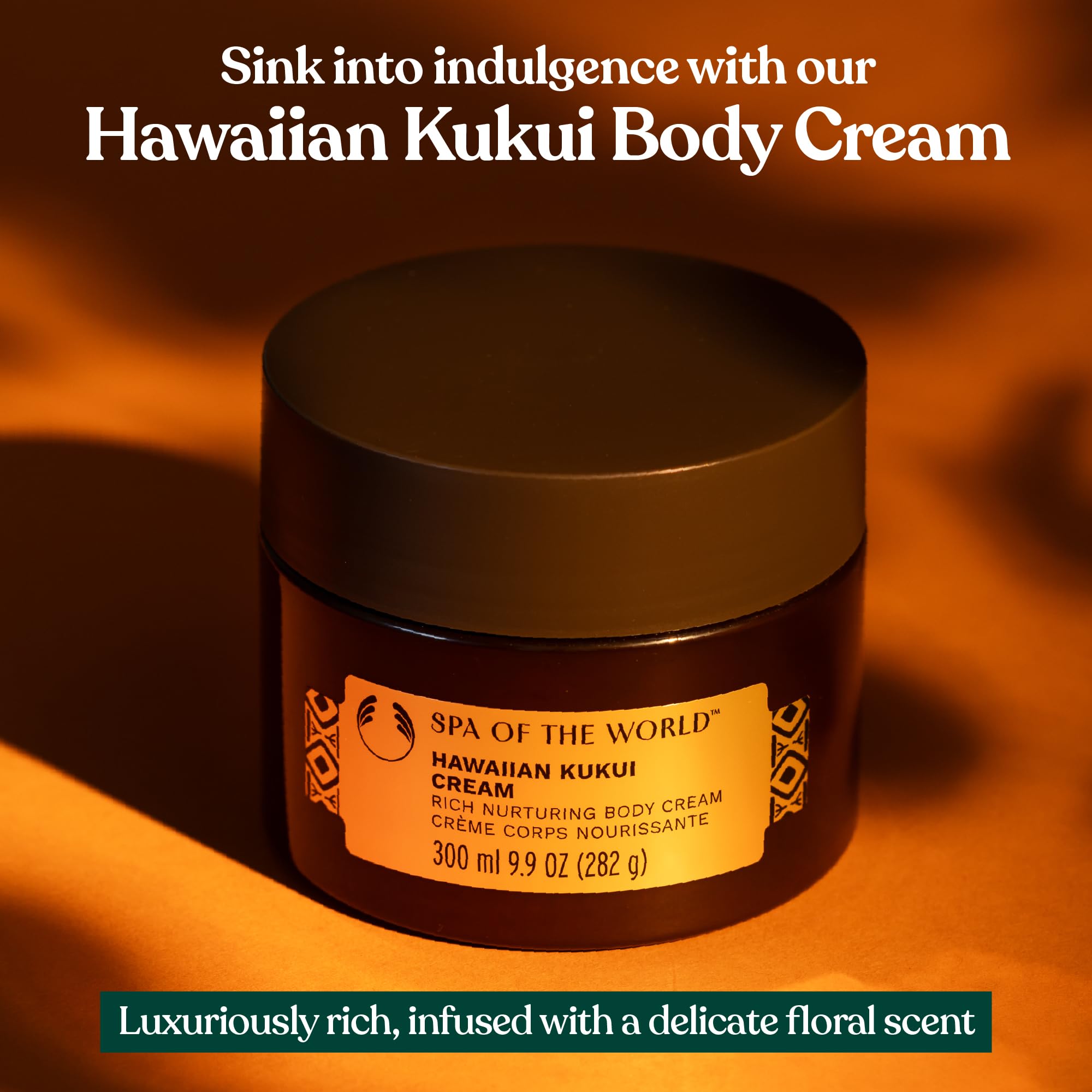 The Body Shop Spa of the World Hawaiian Kukui Body Cream (1 x 300 ml), luksusowy krem do ciała z olejkiem kukui, masłem shea i olejkiem z orzechów brazylijskich, bogaty krem z kwiatów dla aksamitnej