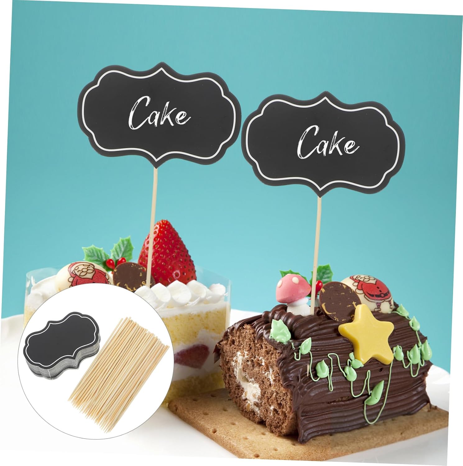 50pcs Food Label Picks Writable Cheese Markers for Buffets Pastries and Desserts Chalkboard Style Food Tags for Parties and Events