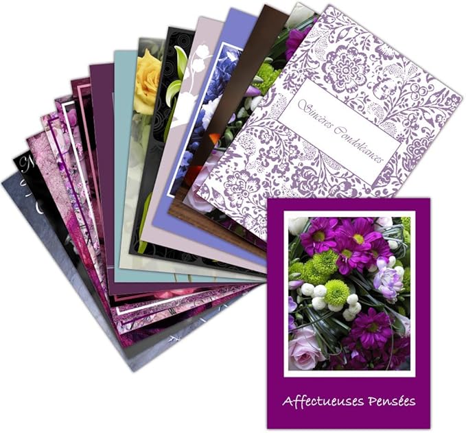 Carte Condoléances Citations U2014 Lot De 16 Cartes Différentes Format Carte Non Pliée (3