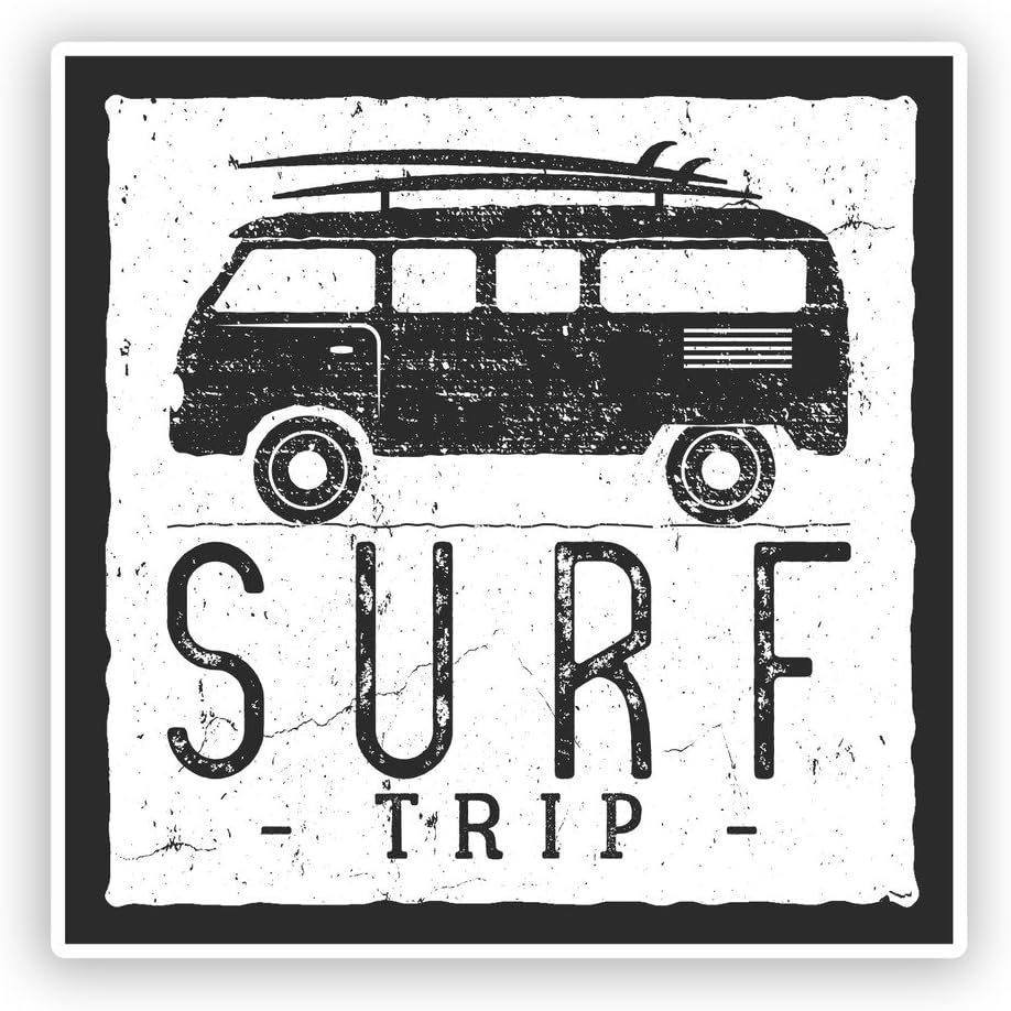 2 x 10cm/100mm Surf Trip Vinyl Stickers Travel Luggage #7616