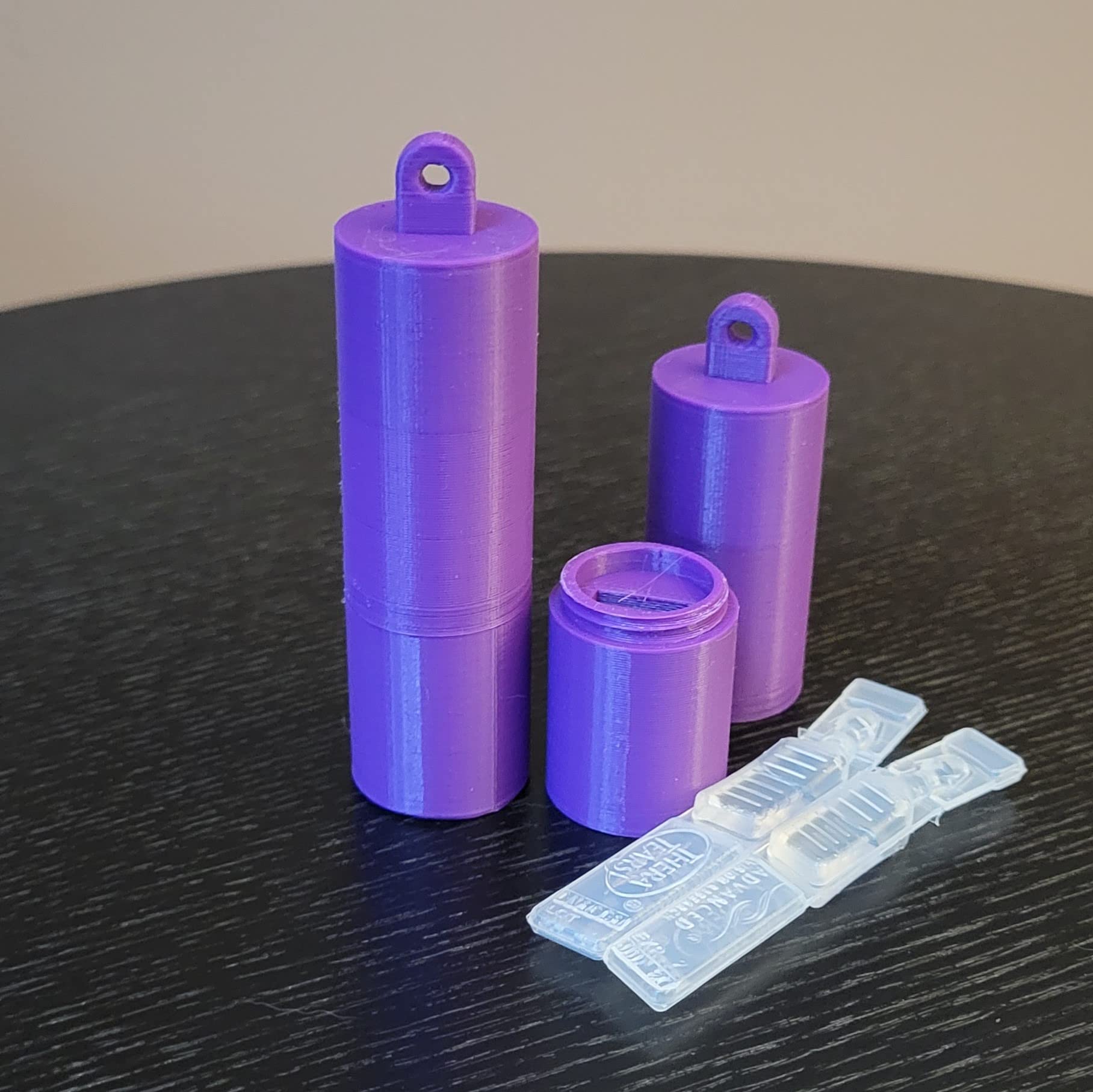 Pocket Eye Drop Vial Holder & Carry Storage - Holds One (1) Single Use Eye Drop Vial - Perfect to carry pocket, purse/clutch, school bag - Two (2) Pack - Znet3D (Purple)