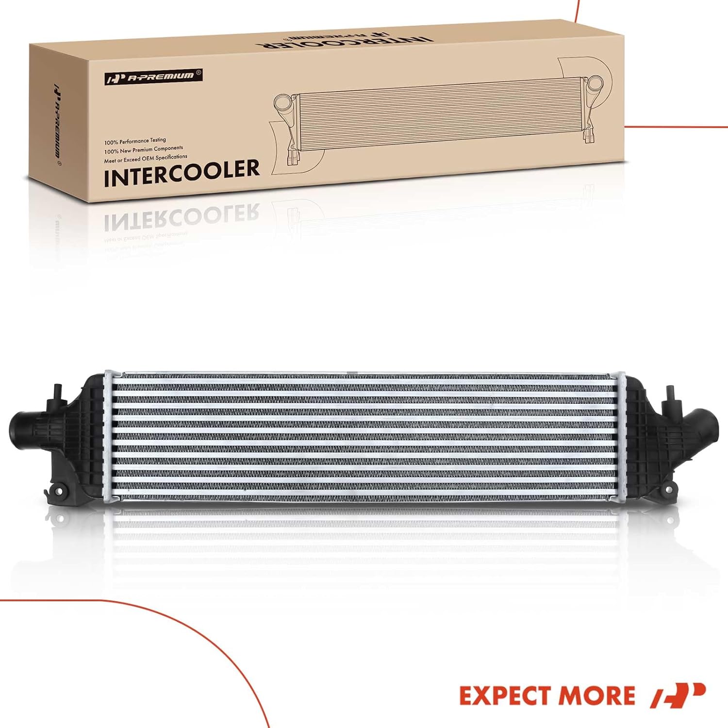 A-Premium Turbocharger Intercooler Compatible with INFINITI Q50 2016-2019, Q60 2017-2018, L4 2.0L Turbocharged, Charge Air Cooler